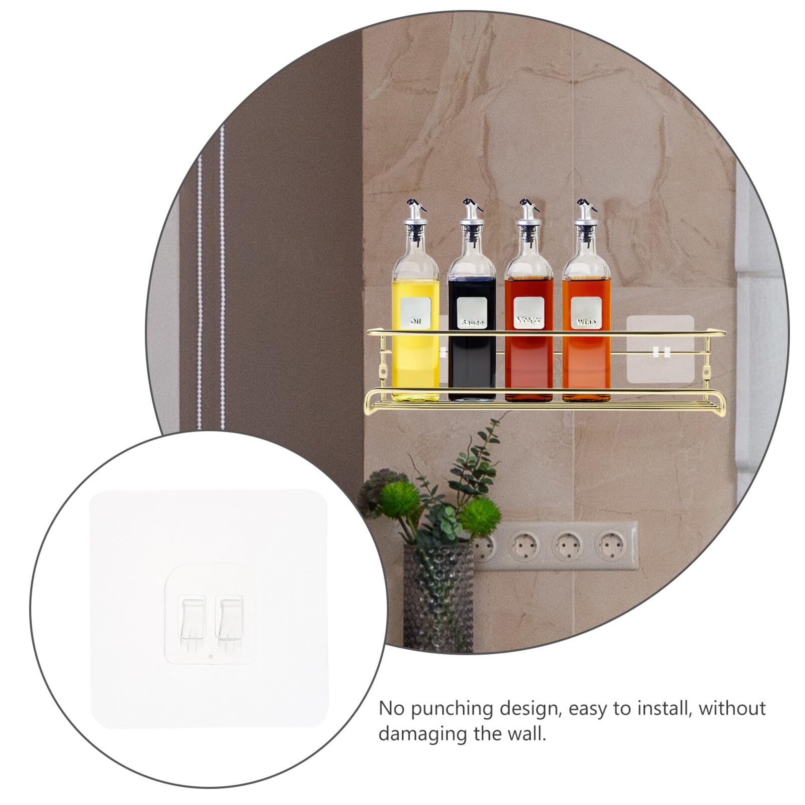 Kichvoe 1set Mensola Da Cucina Per Spezie Organizer Da Parete Per Riporre Condimenti e Utensili Perfetta Per Cucine e Bagni e Resistente Lucido