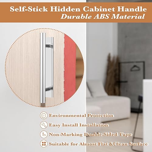 Miniatura 10 de Barydat Paquete de 50 tiradores de cajón autoadhesivos de plástico ABS, manijas de puerta adhesivas, manijas de gabinete, ayudantes de extracción