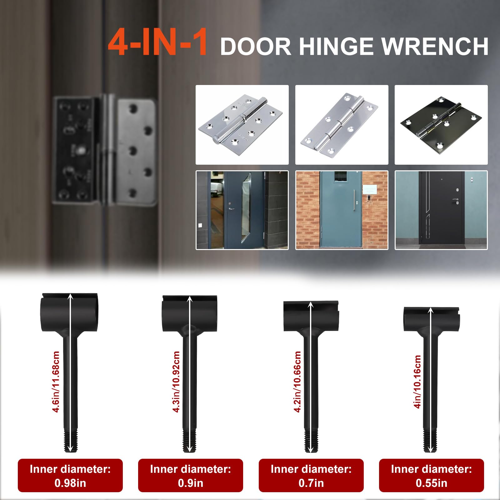 Qivine Chiave Regolazione Cerniere 4 in 1, Attrezzo per Allineamento e Riparazione Porte, Regolatore per Cerniere da 14-25 mm, Utensile in Acciaio Resistente per Porte, Armadi