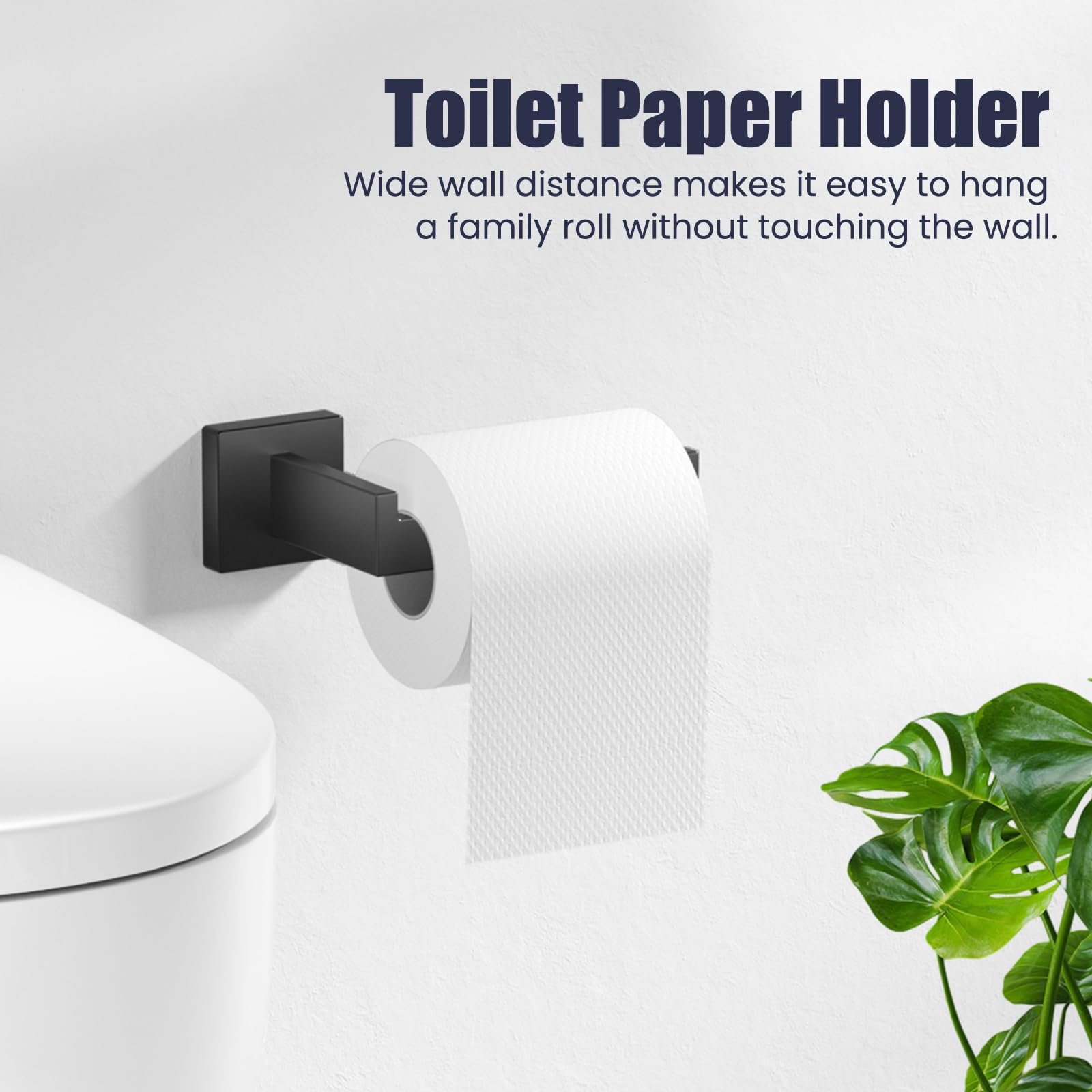 Juego de accesorios de baño: juego de 12 toallas de baño, toalleros para montaje en pared, acero inoxidable SUS304, negro mate