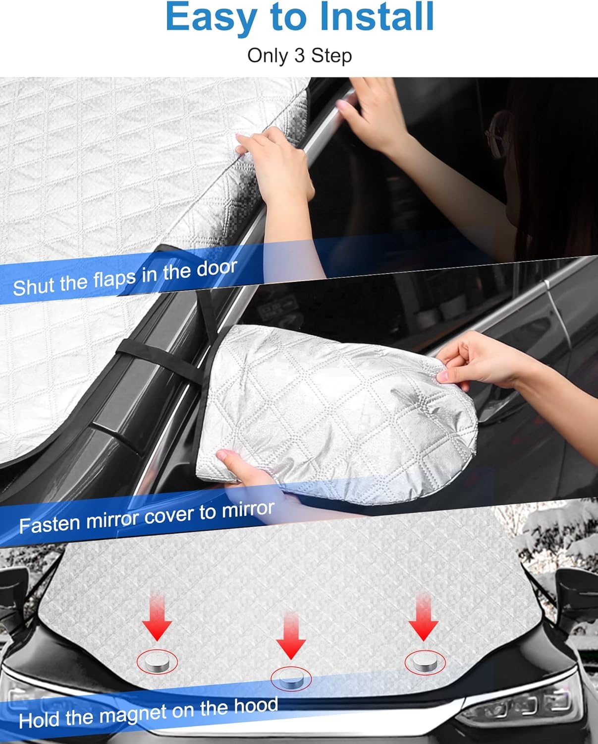 Cubierta de Parabrisas Coche para Benz M-Class/M-Klasse SUV W163 W164 W166, con Magnético, Funda Plegable Parabrisa Protege de Hielo Nieve Viento,Standard