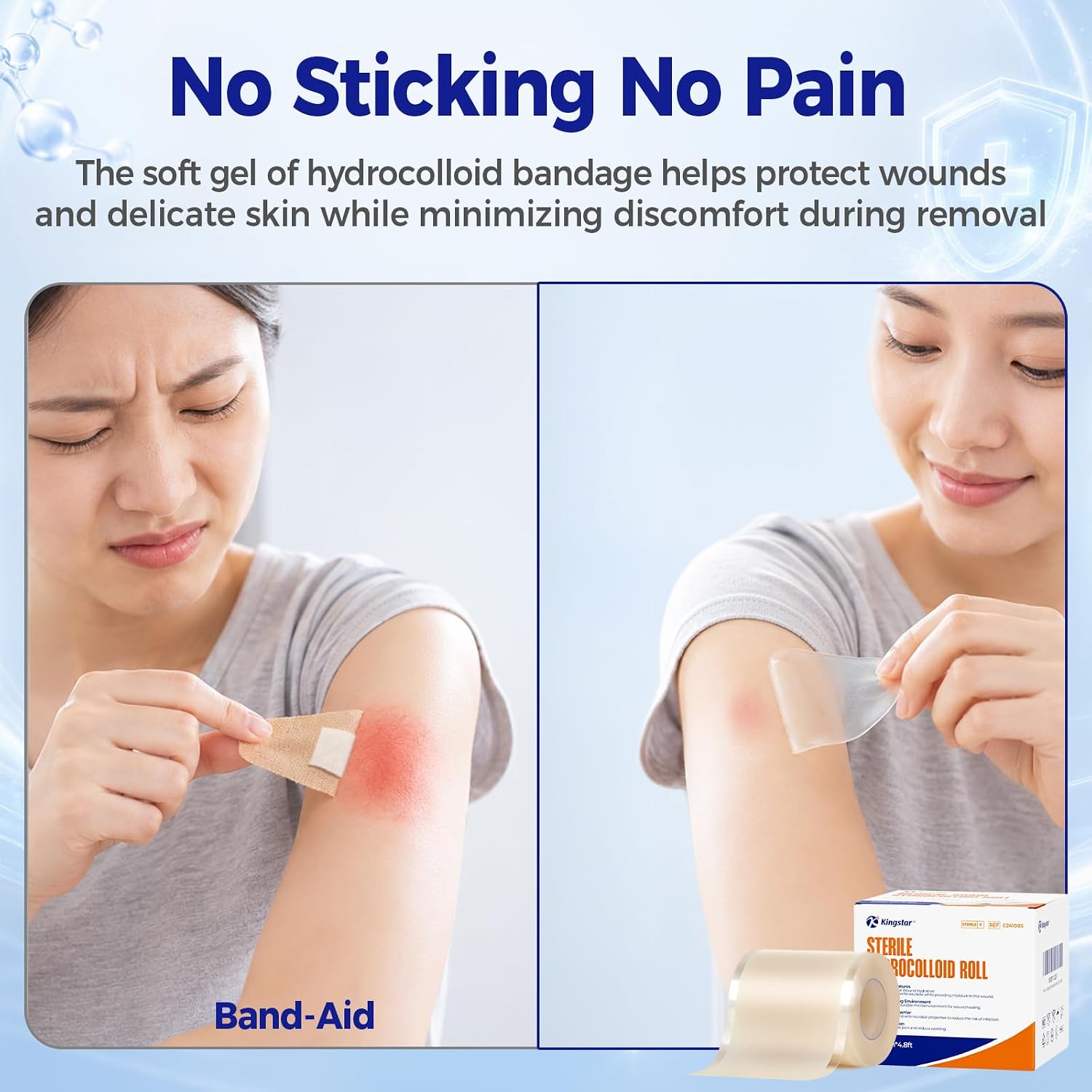 Sterile Hydrocolloid Dressing Roll, Easy-Grip Tabs Hydrocolloid Bandages for Blister Care/Wound Dressing/Acne&Pimple,Waterproof/Self-Adhesive/Cut-to-Size Moist Healing Pimple Patches, First Aid Kit