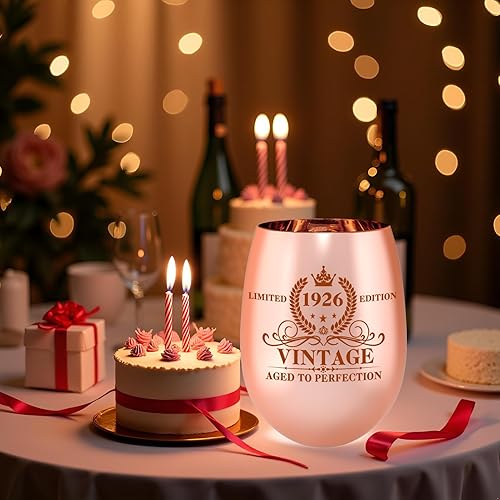 Miniatura 2 de Copa de vino de cumpleaños número 100, regalo vintage de 1926 para mujeres, ella, esposa, mamá, tía, abuela, hermana, amigas, damas, mujeres,