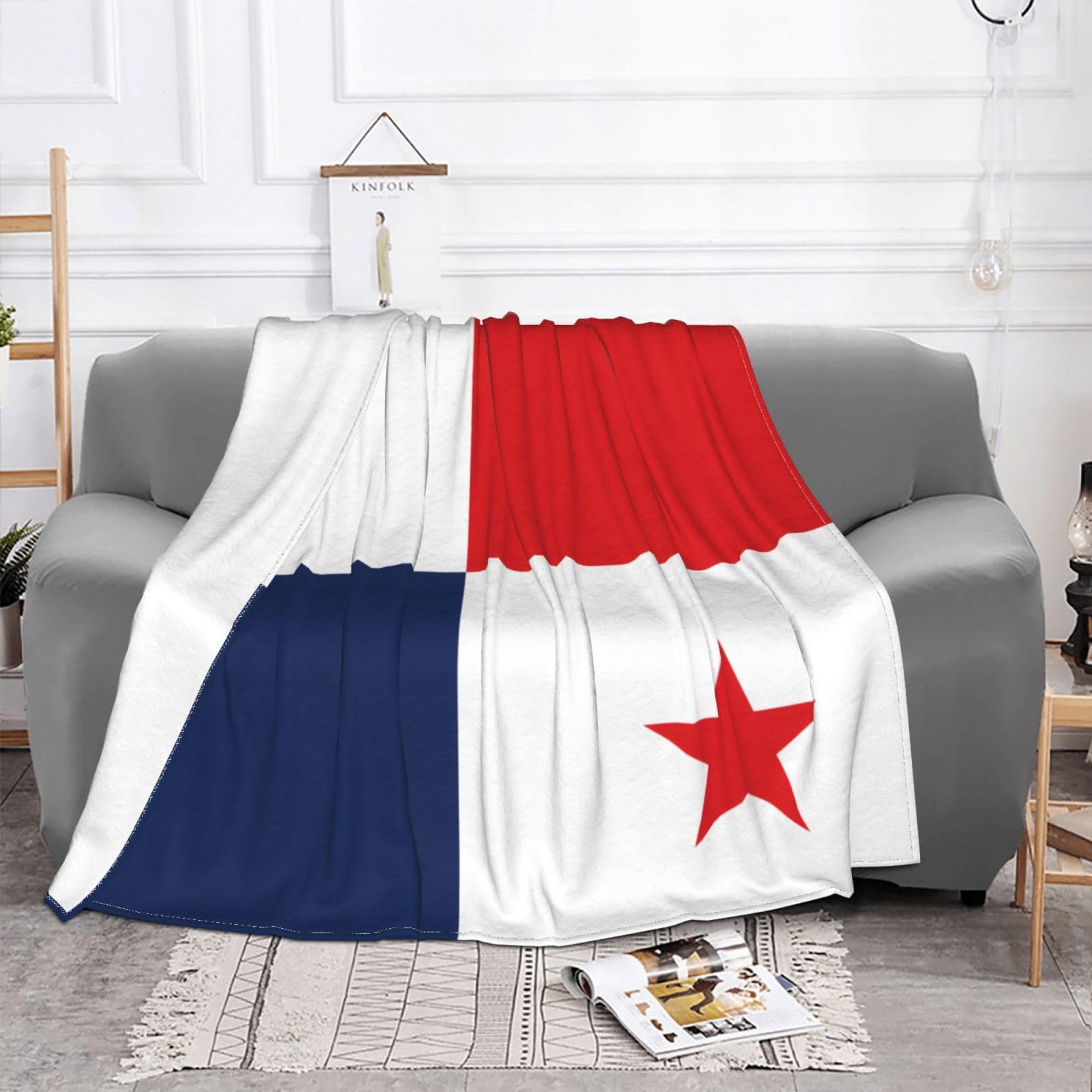 Manta de viaje portátil de 80 x 60 pulgadas, suave, resistente a las arrugas, plegable, exquisita bandera de Panamá