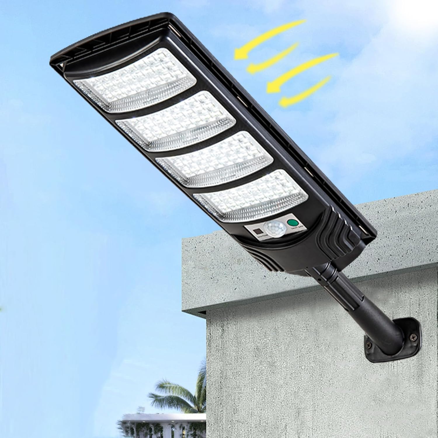 Viruhaka Photo voltaic Out of doors Lights,448LEDs Avenue Lights with 20000LM Hight Brightness, IP66 Waterproof Safety Flood Mild, Nightfall to Daybreak Photo voltaic Avenue Lights,for Exterior Wall, Patio, Yard, Deck, Backyard