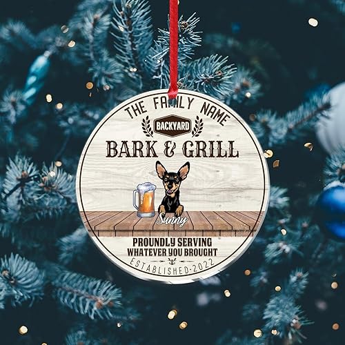 Vista 110 de SILYHEART Presa Canario Christmas Acrylic Ornament Dogs Welcome Ceramic Christmas Keepsake Family Dog Name Funny Christmas Memorial Gifts for Mom