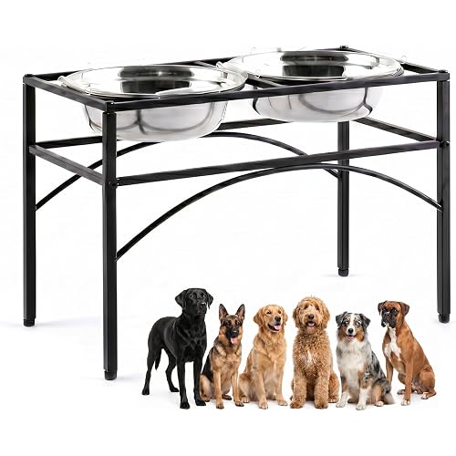 Elevated Dog Bowls Raised Pet Feeder Cat Food Water Diner Stand Set