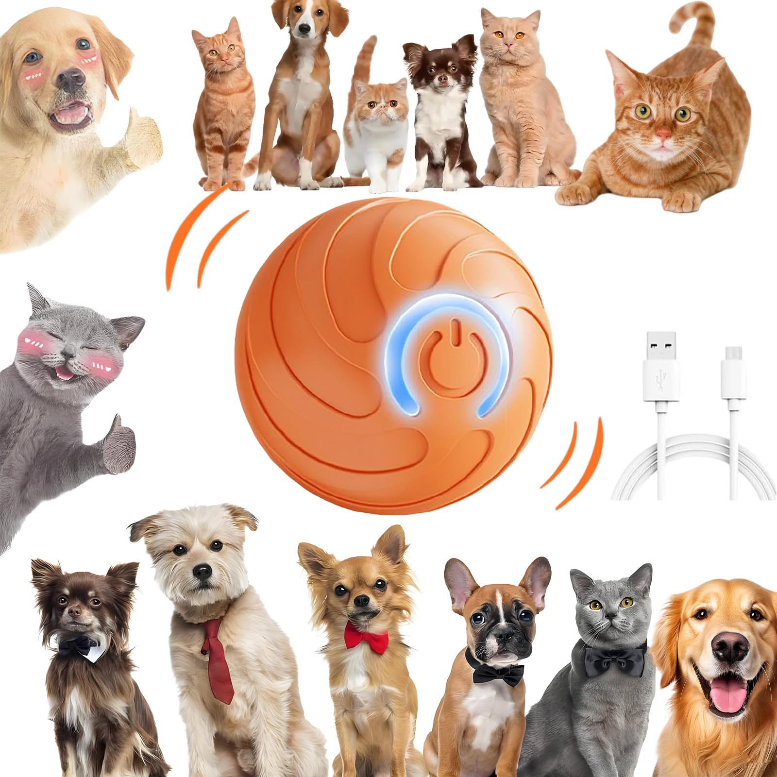 Smart jumping ball for dogs Cats Duraspin Dog Bouncing Ball Random Path Electric Automatic Moving and Rolling Pets