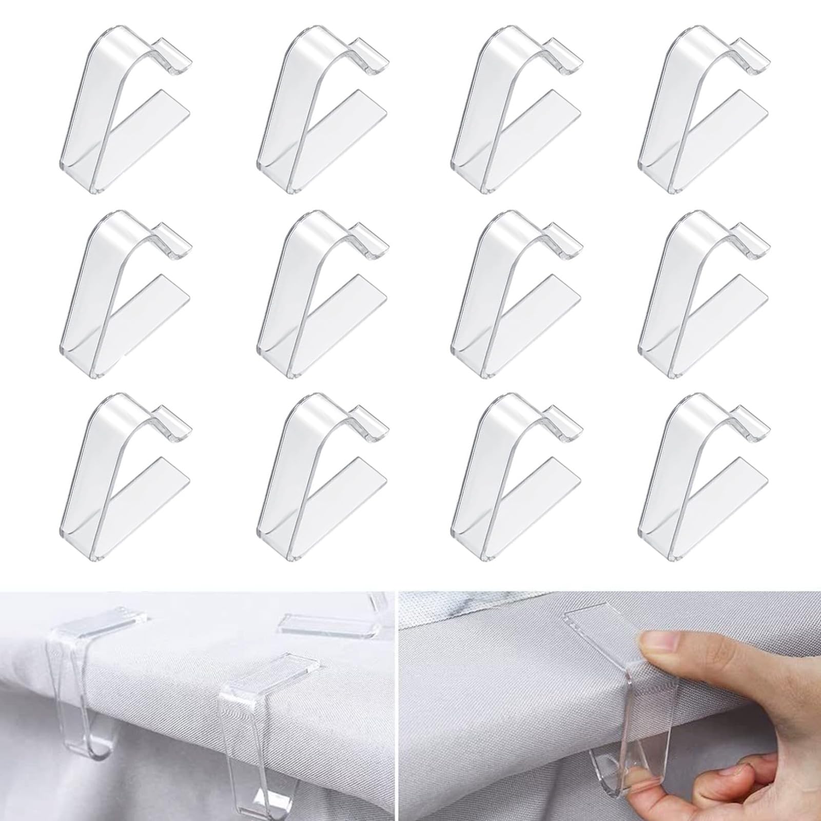 Table Clips for Table Cloth Outdoor: 12Pcs Clear Outdoor Tablecloth Clips - Fit for Outside Tables, Picnic, Wedding Setups - Camping Dining Events Christmas Party Indoor