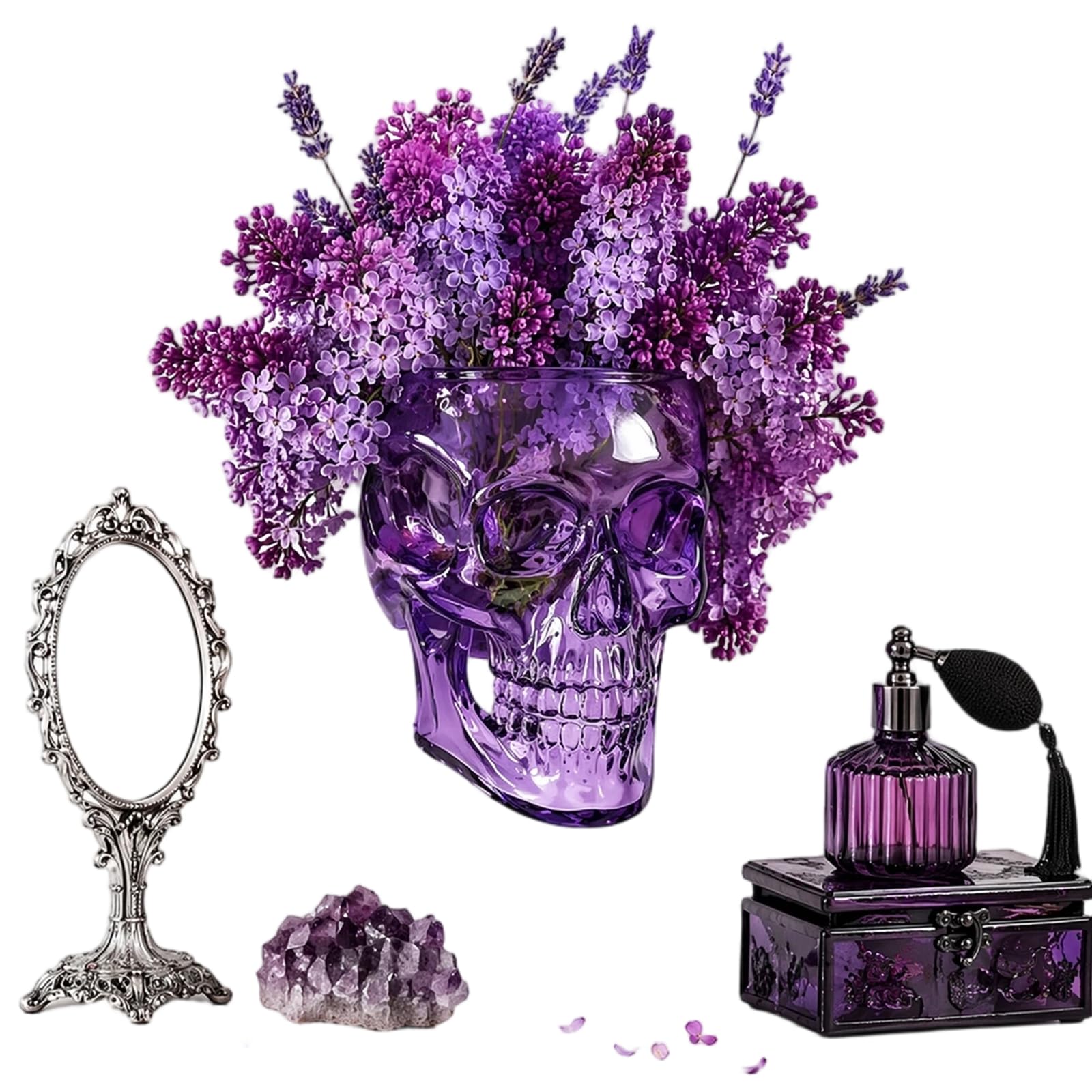 Aukojoy Spooky Face Hanging Flower Pot Multi-Purpose Translucent Gothic Skull Planter Creative Wall Art Ornament for Festival Party Decor