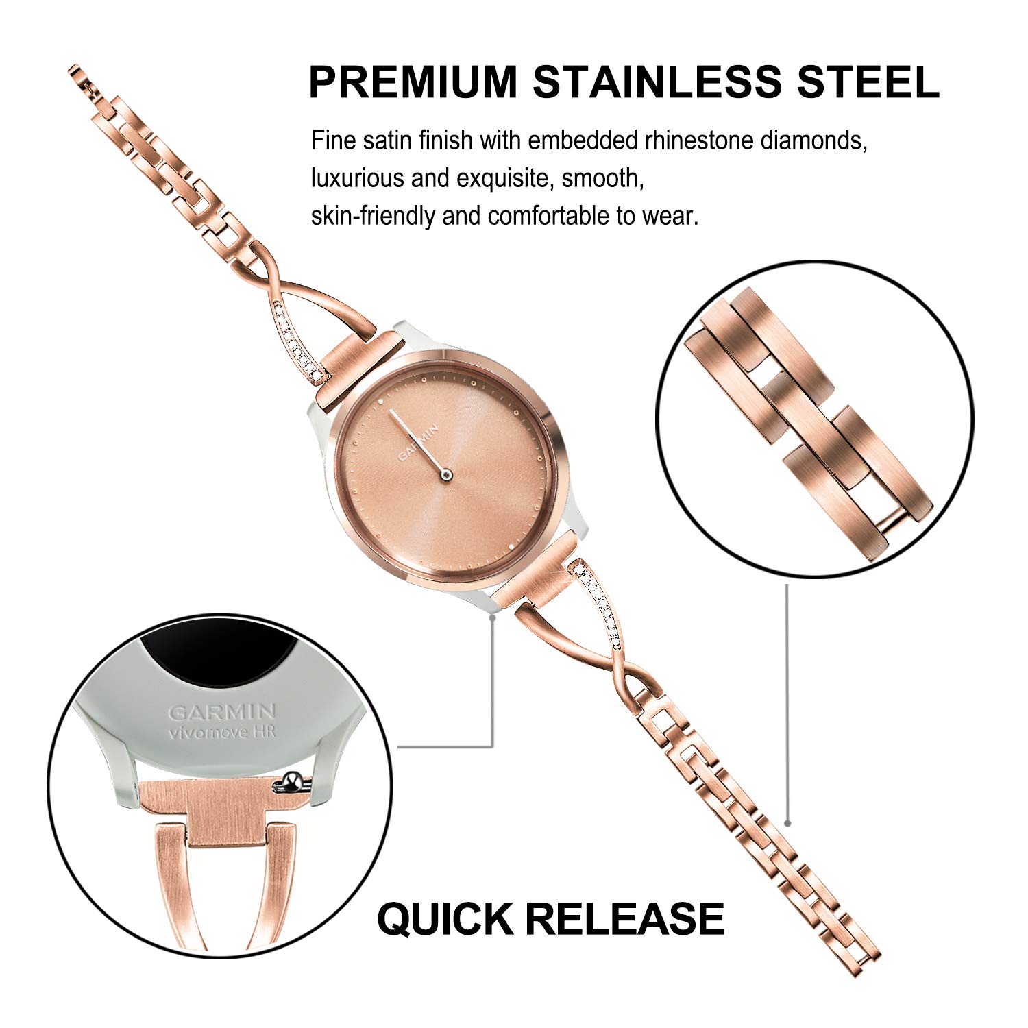 For Vivomove Hr Women Watchband Trumirr Crystal Diamond And