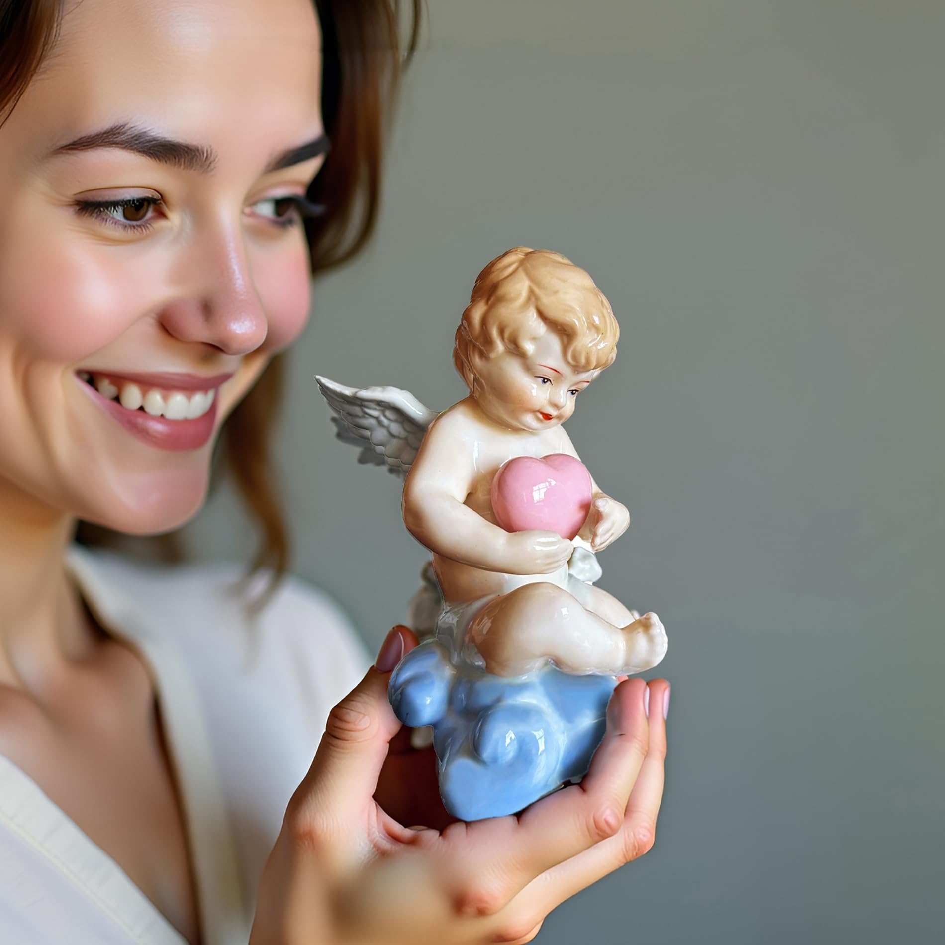 MTME Figuras de porcelana, Ángel Cupido, recuerdos, regalos, escultura decoración del hogar (colse to My Heart)