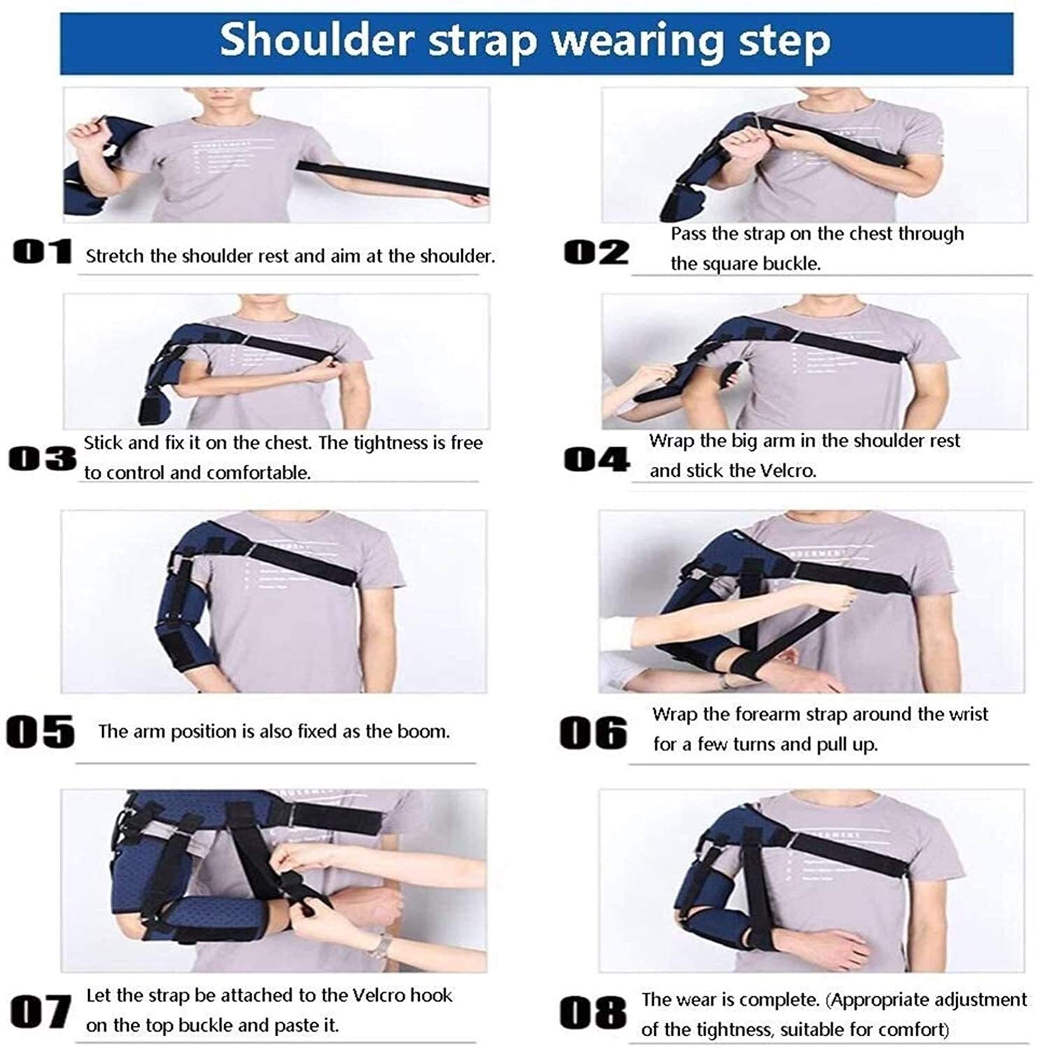 Soporte de hombro, inmovilizador de hombro con cabestrillo de brazo con hombrera para hombres y mujeres para rehabilitación de hemiplejía de accidente cerebrovascular, recuperación de disloc