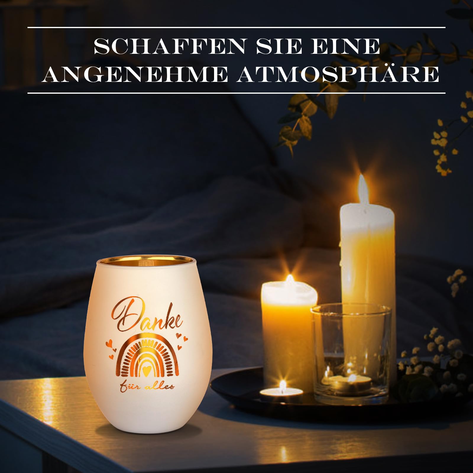 Produktbild von PRSTENLY Dankeschön Geschenke Für Frauen Geburtstagsgeschenk, Lehrer Abschiedsgeschenk Kollegen Erzieherin Beste Freundin Geburtstag Kerzenständer Ruhestand, 40. 50. 60 Geburtstag Frau Weihnacht