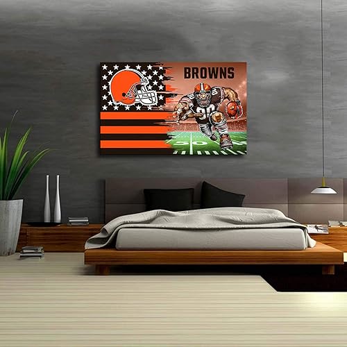 Miniatura 7 de Póster de Cleveland City Sports Browns, lienzo de fútbol americano de Cleveland, pintura moderna para el hogar, sala de estar, oficina, decoración