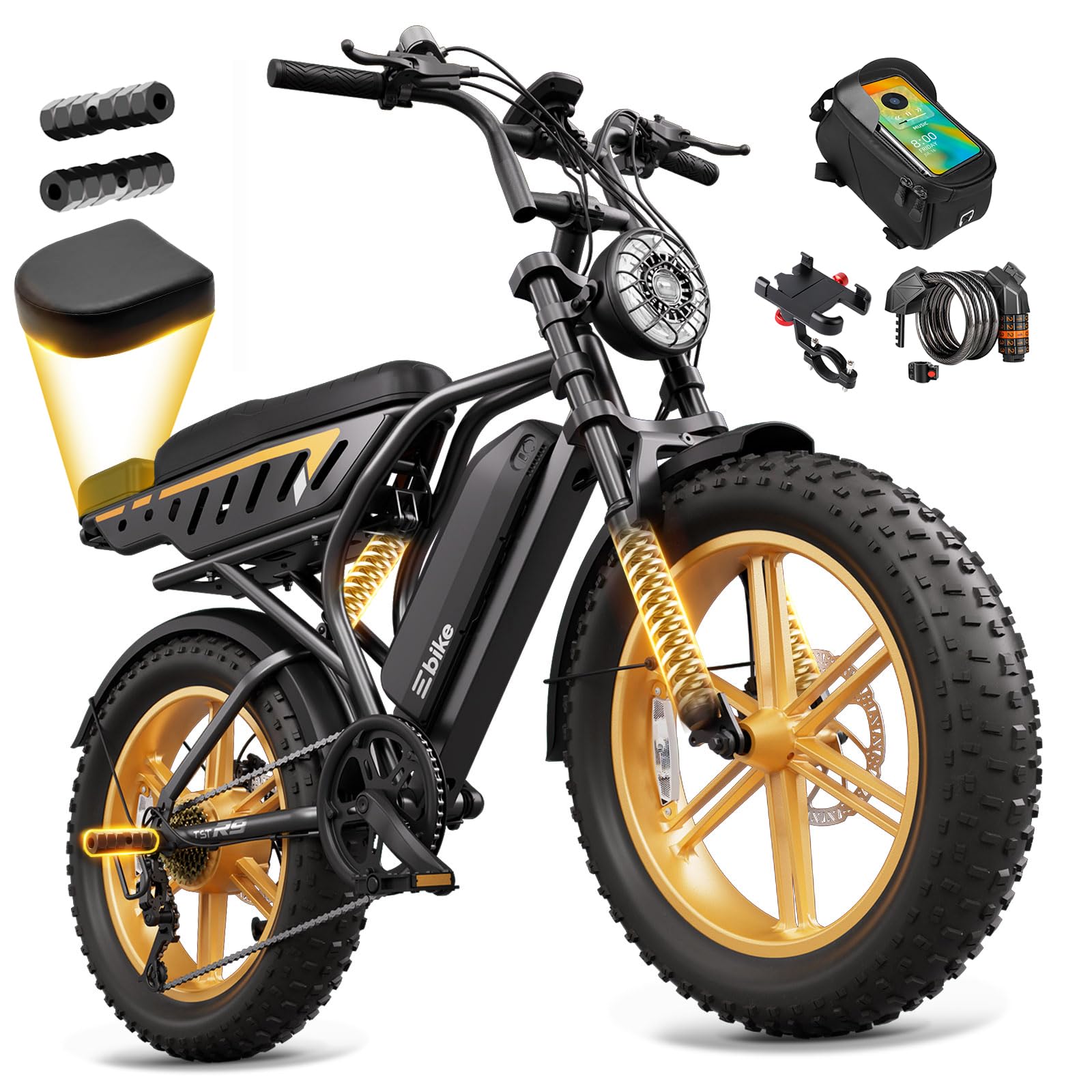 TST Electric Bike for Adults, 48V 15/30 Ah Battery for Urban Cycling