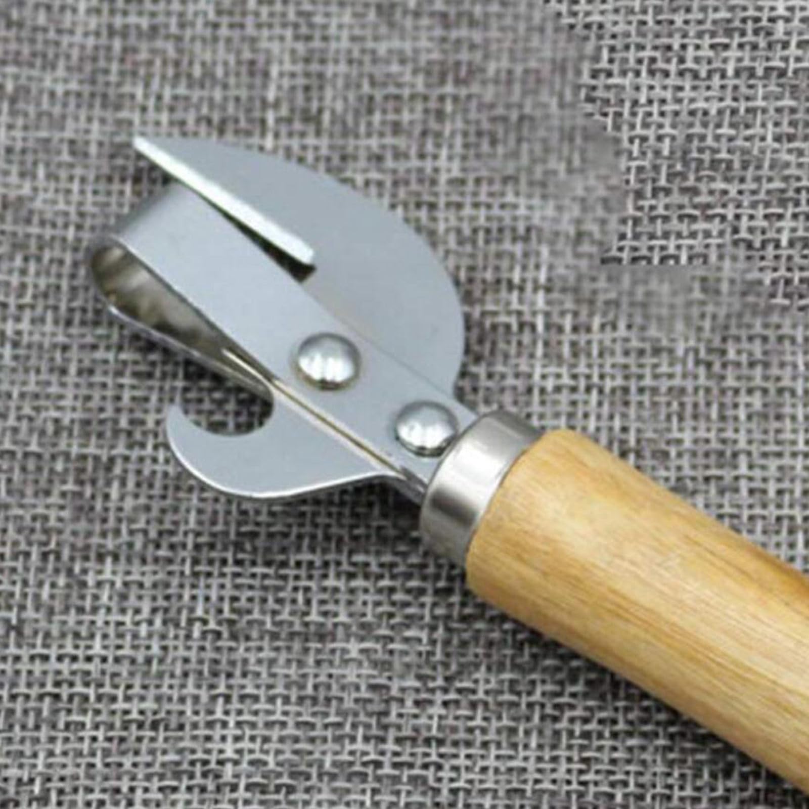 Generic Stainless‑Steel Side‑Cut Can Opener with Ergonomic Wood Handle, Heavy Duty Tin Opener for Kitchen Camping - Image 4