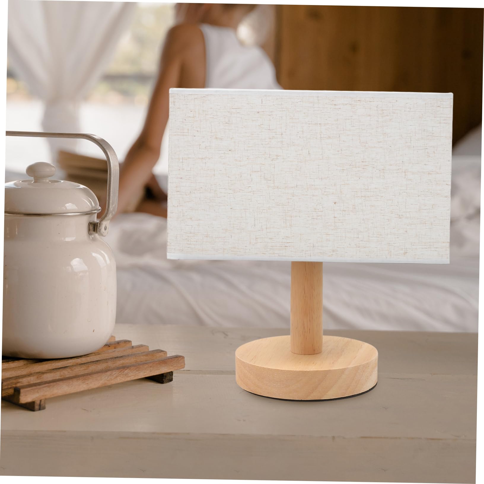 Artibetter Abat Jour Rectangulaire en Tissu Beige, Housse de Lampe Facile à Installer Effet Décoratif, Couverture Légère pour Décoration Chambre Fille Ado