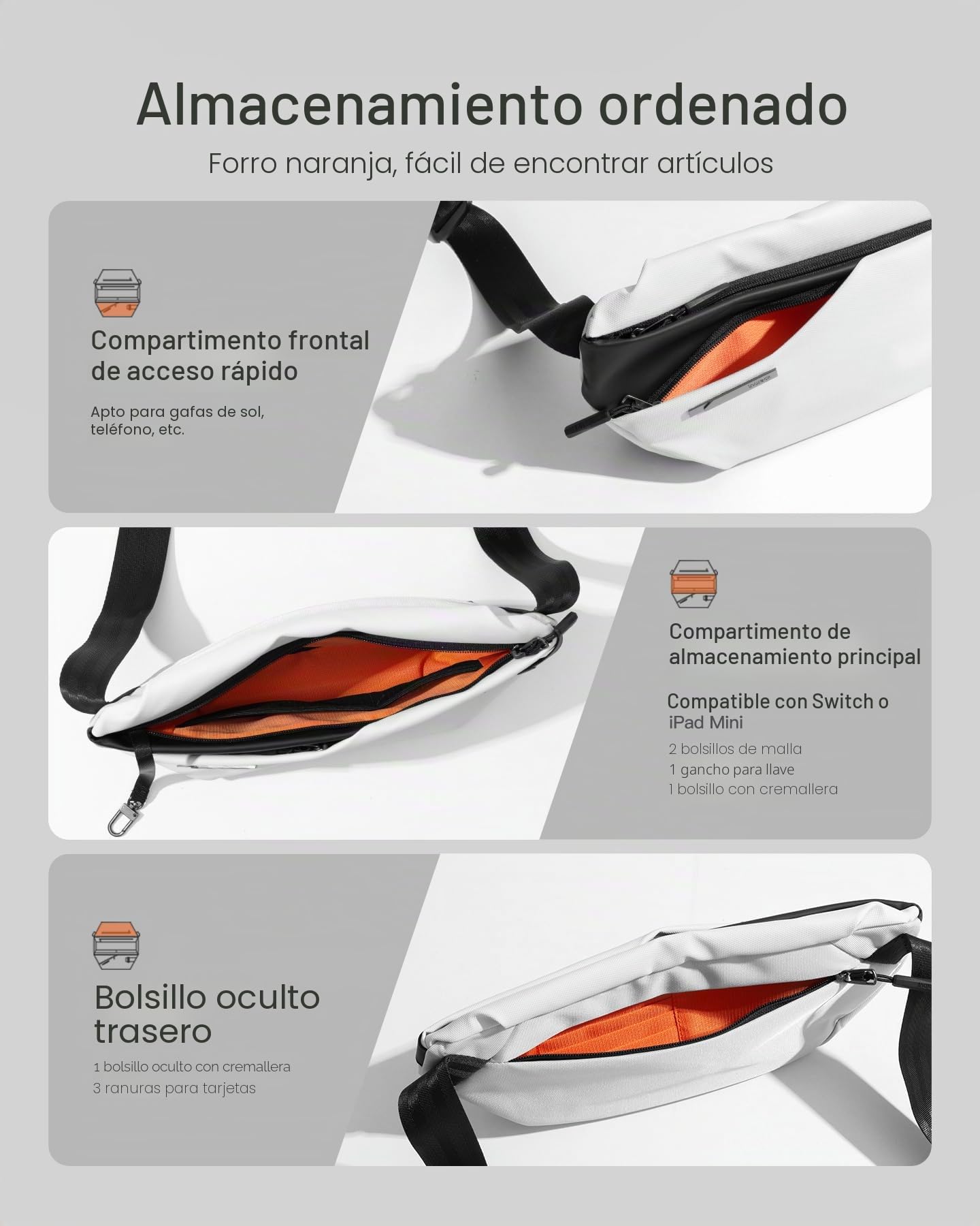 Inateck Bandoleras Hombre Ligero con Correa de Ajuste Rápido,Bolso Hombre Cruzada Resistente al Agua,Bolso Bandolera Mujer,Bolsa de Pecho Multifuncional para Viajes,Ciclismo,Trabajo,Deportes
