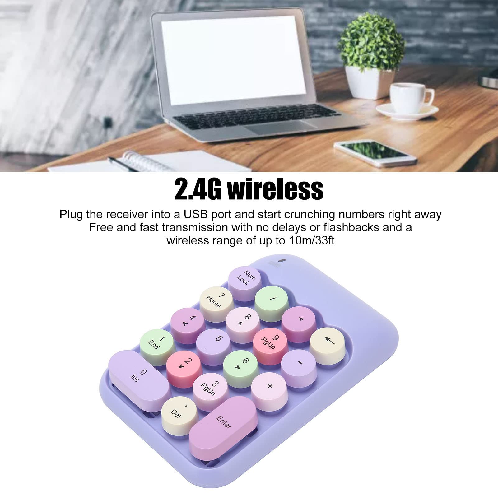 Tastierino Numerico Wireless 2.4G - 18 Tasti Silenzioso, Rosa, Con Batteria A Lunga Durata Per PC, Laptop E IOS - Foto 8
