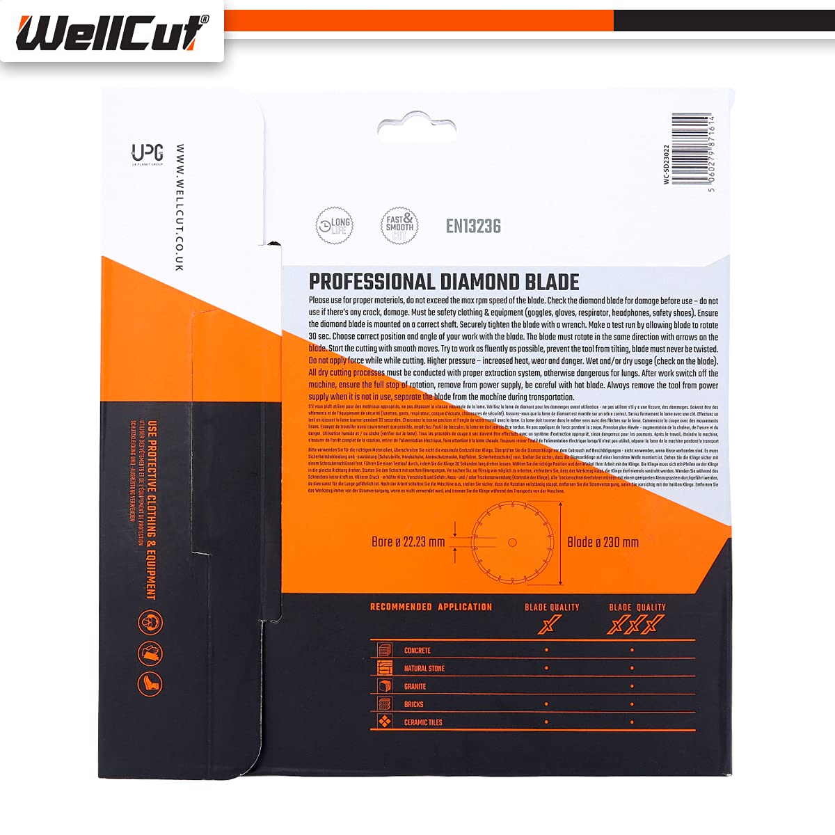 WELLCUT WC-SD23022 diamentowe ostrze ekstremalne 230 mm x 22,23 mm otwór