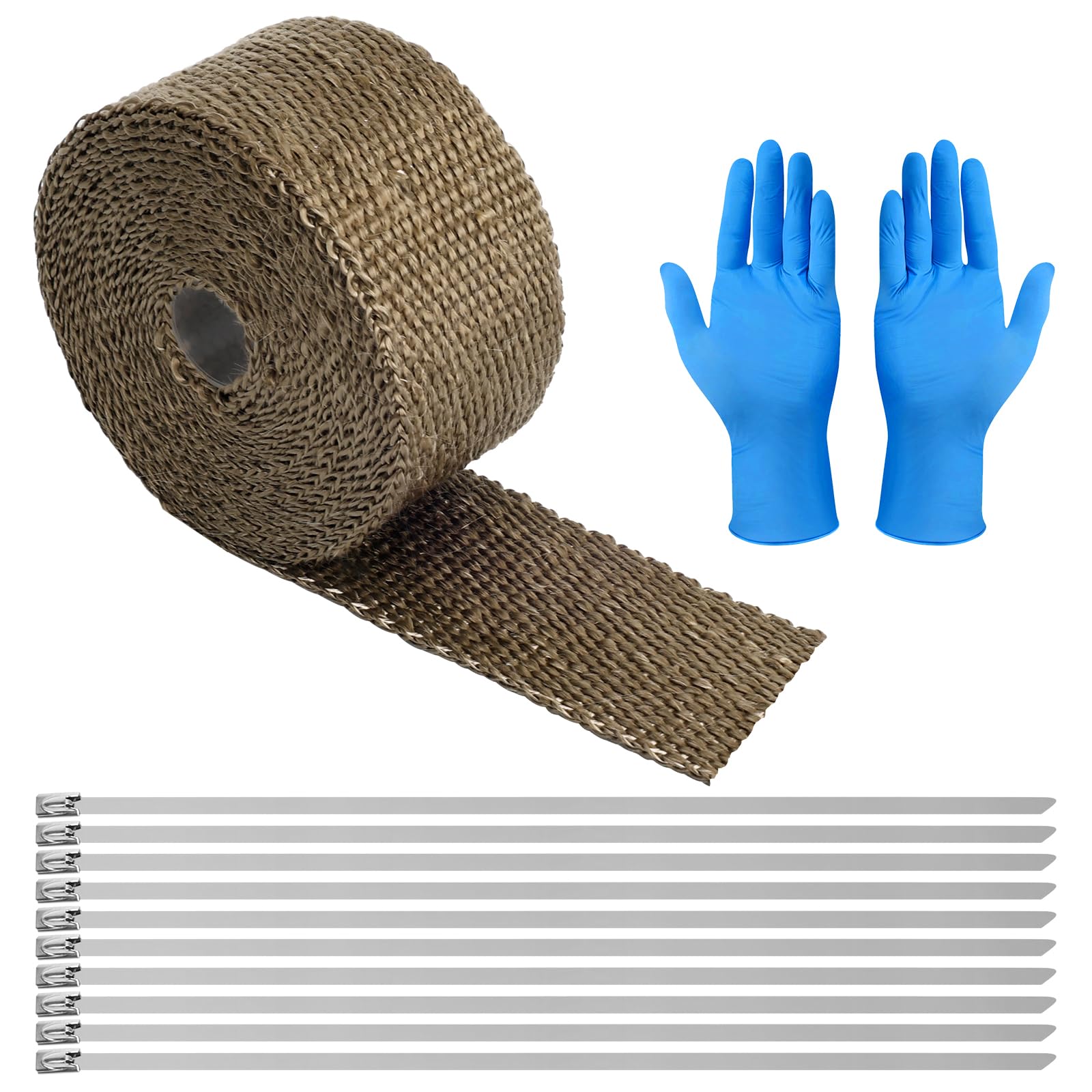 Bande Isolante Thermique Échappement - 10m X 5cm - Résiste 500°C + 10 Attaches Acier