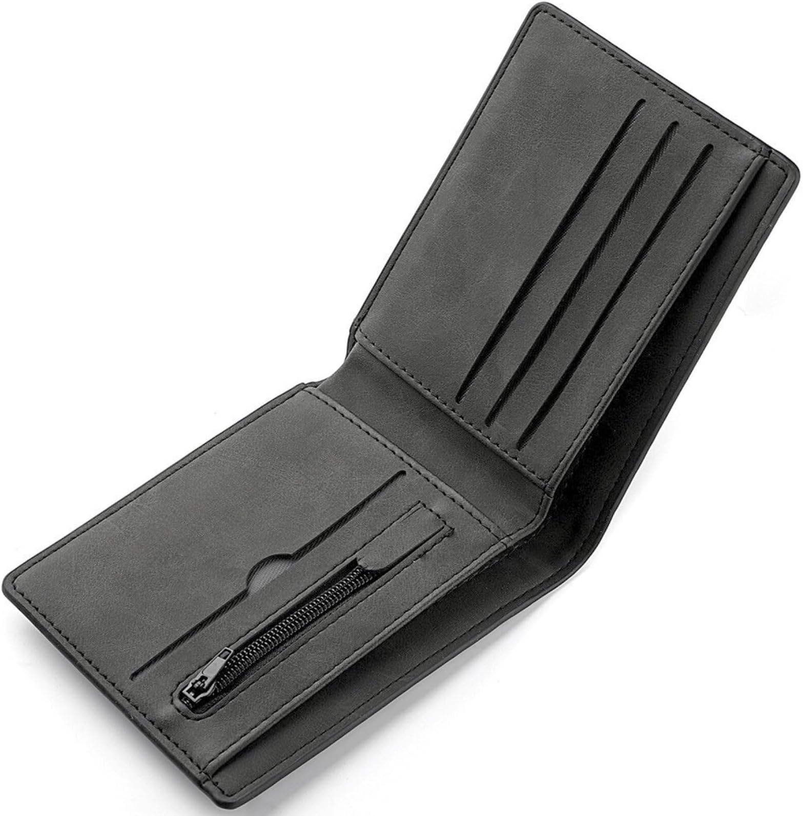 1 PCS Leather Wallets Mens Slim Wallet with Card Holder Banknote Compartments and Coin Pocket Black Wallets for Work Business or Travel Minimalist Purses for Men UK (Black)