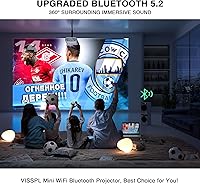Vista 4 de Mini proyector con WiFi y Bluetooth, proyector VISSPL Full HD 1080P, proyector portátil para exteriores con trípode, proyector de cine en casa