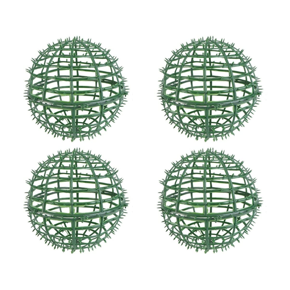 Happyyami 4 pcs Flower Arrangement Woodland Nursery Decor Faux Boxwood Sphere Flower Holder Wire Topiary Sphere Floral Topiary Frame Holder Boxwood Ball Frame 3D Plastic Eucalyptus Liner