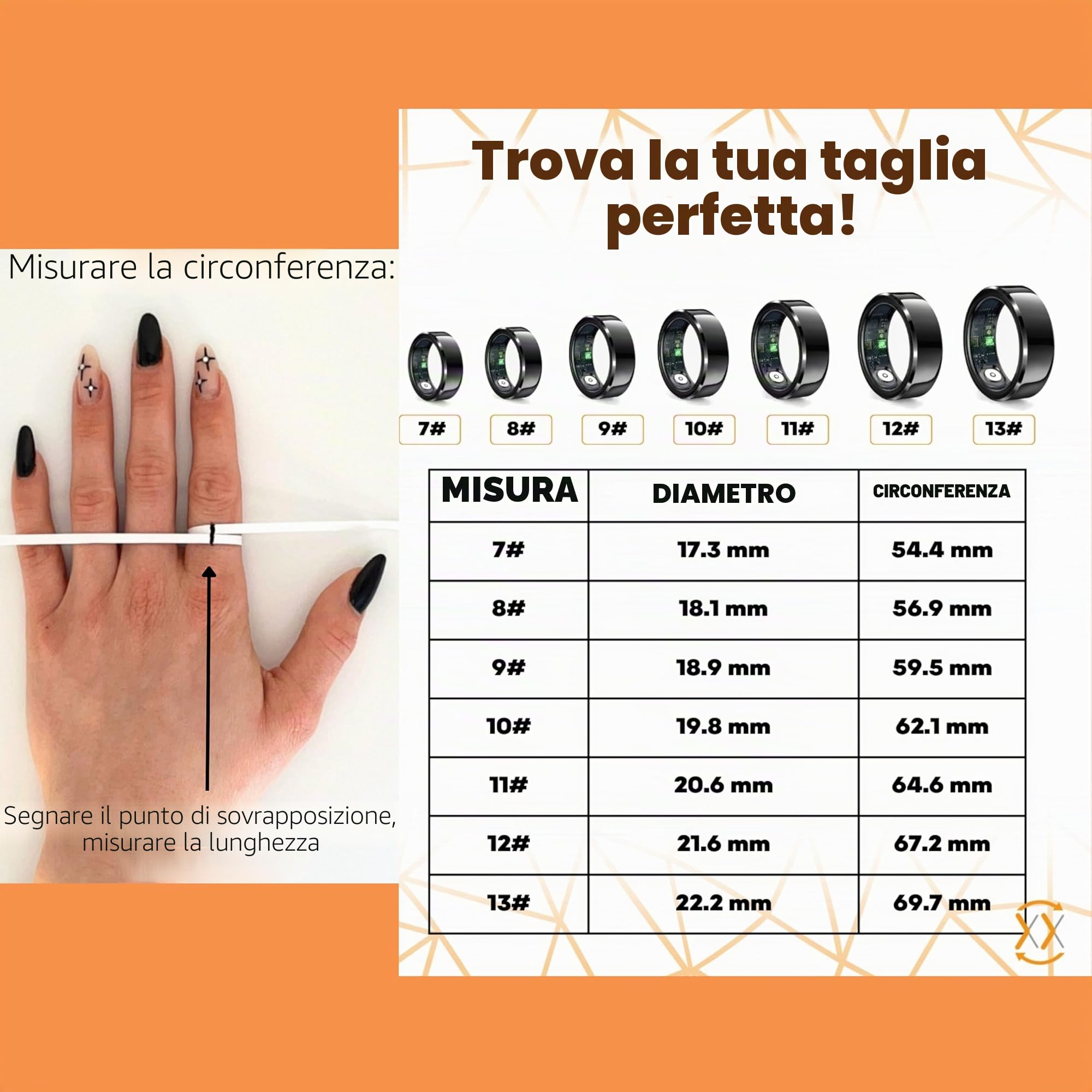Beafon, Felixx, anello intelligente, SR6, argento, misura 8 (56,9 mm), fitness tracking, frequenza cardiaca, monitoraggio della pressione sanguigna, contappi, IP68, Bluetooth, acciaio inox, con