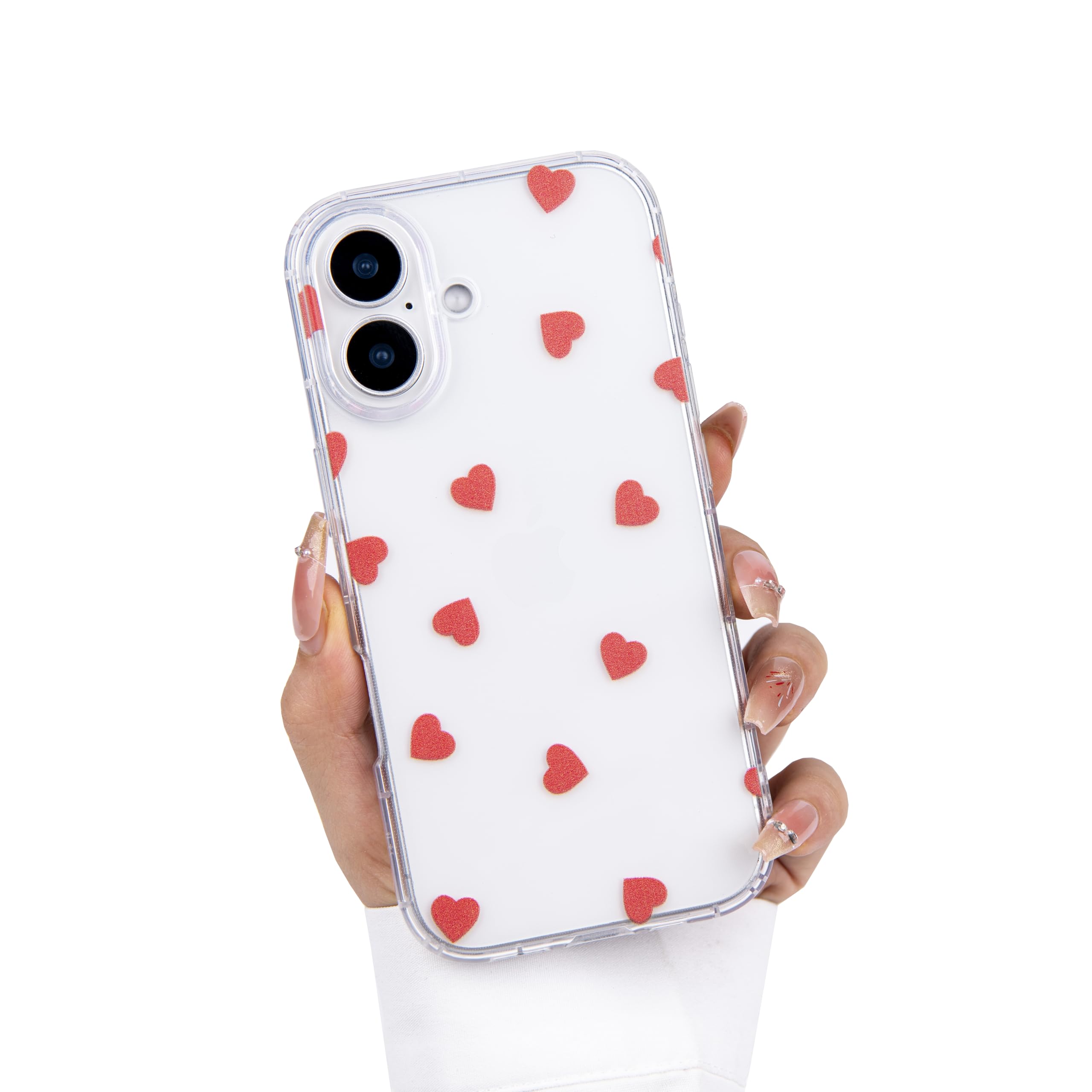 Einaily Hülle für iPhone 17 Case Crystal Clear Handyhülle Mode Chic Herz Muster Ultra Dünn Transparent Klare TPU Silikon Bumper Stoßfest Kratzfest Schutzhülle für iPhone 17 Slim Case Cover