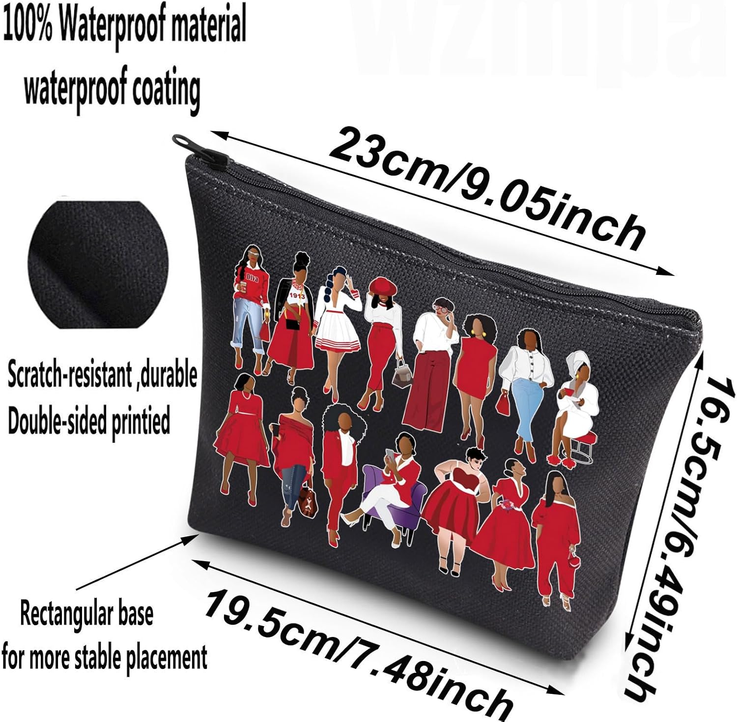 WZMPA Sorority Paraphernalia Sorority Sisters Gift Sorority Makeup Zipper Pouch Bag Sorority Greek Merchandise (Sorority Red -BL) - Image 2