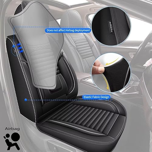 Miniatura 3 de Fundas de asiento para Mazda CX-5 2013-2023 2024 2025 2 fundas de asiento delantero de automóvil impermeables de piel sintética (2 asientos, negro)