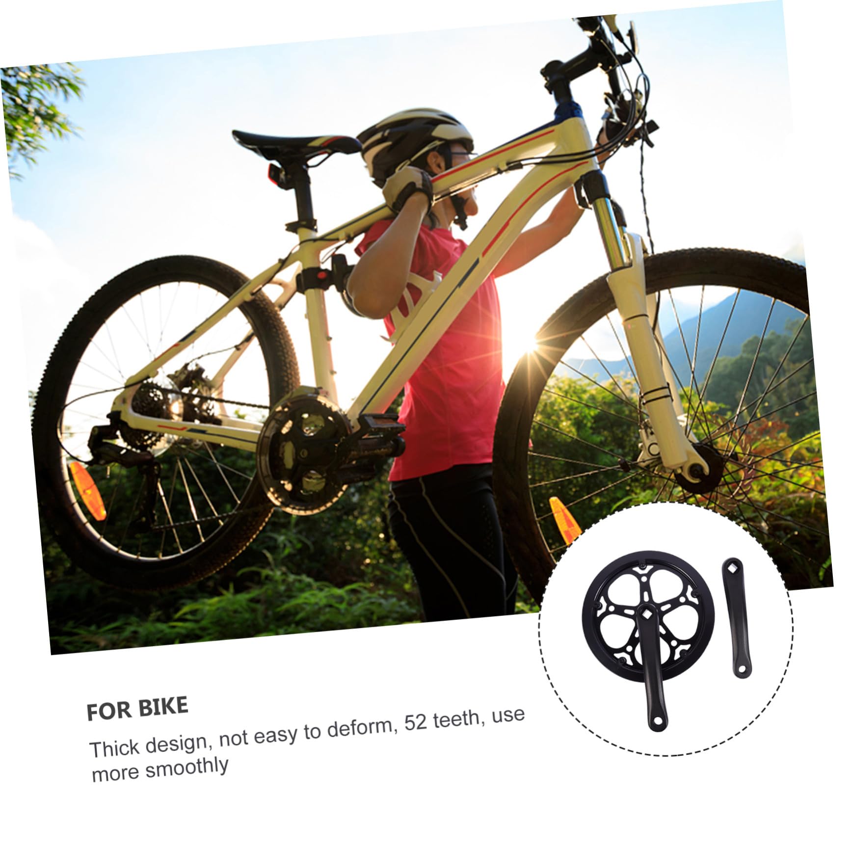 Beaupretty Guarnitura Singola Bici 170 Mm in Ferro 52 Denti Manovella Cava, Compatibile Bici Corsa e Mountain Bike a velocità Singola, Accessori di Ricambio per Trasmissione Biciclette