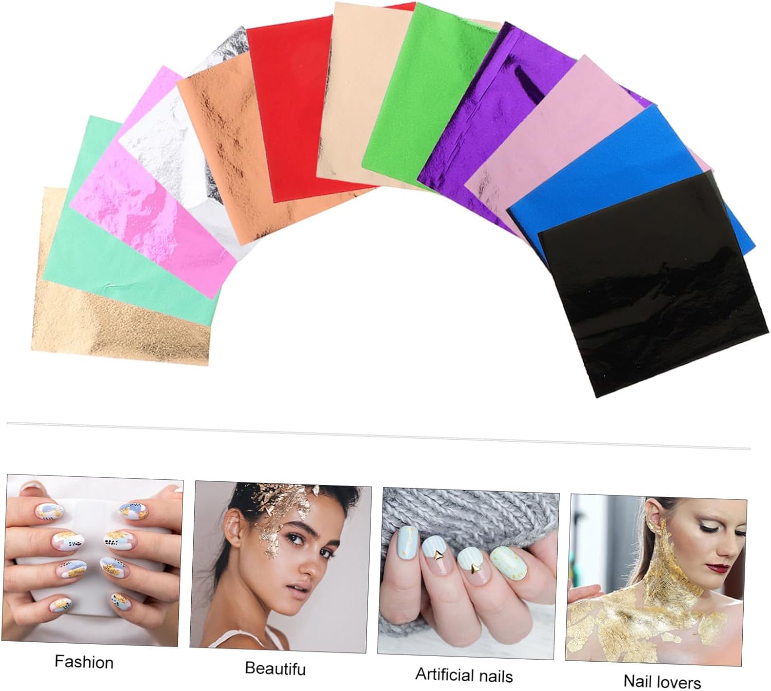 Imitation Gold Leaf Sheets 240pcs 12-Color Paper Flakes for Handcraft