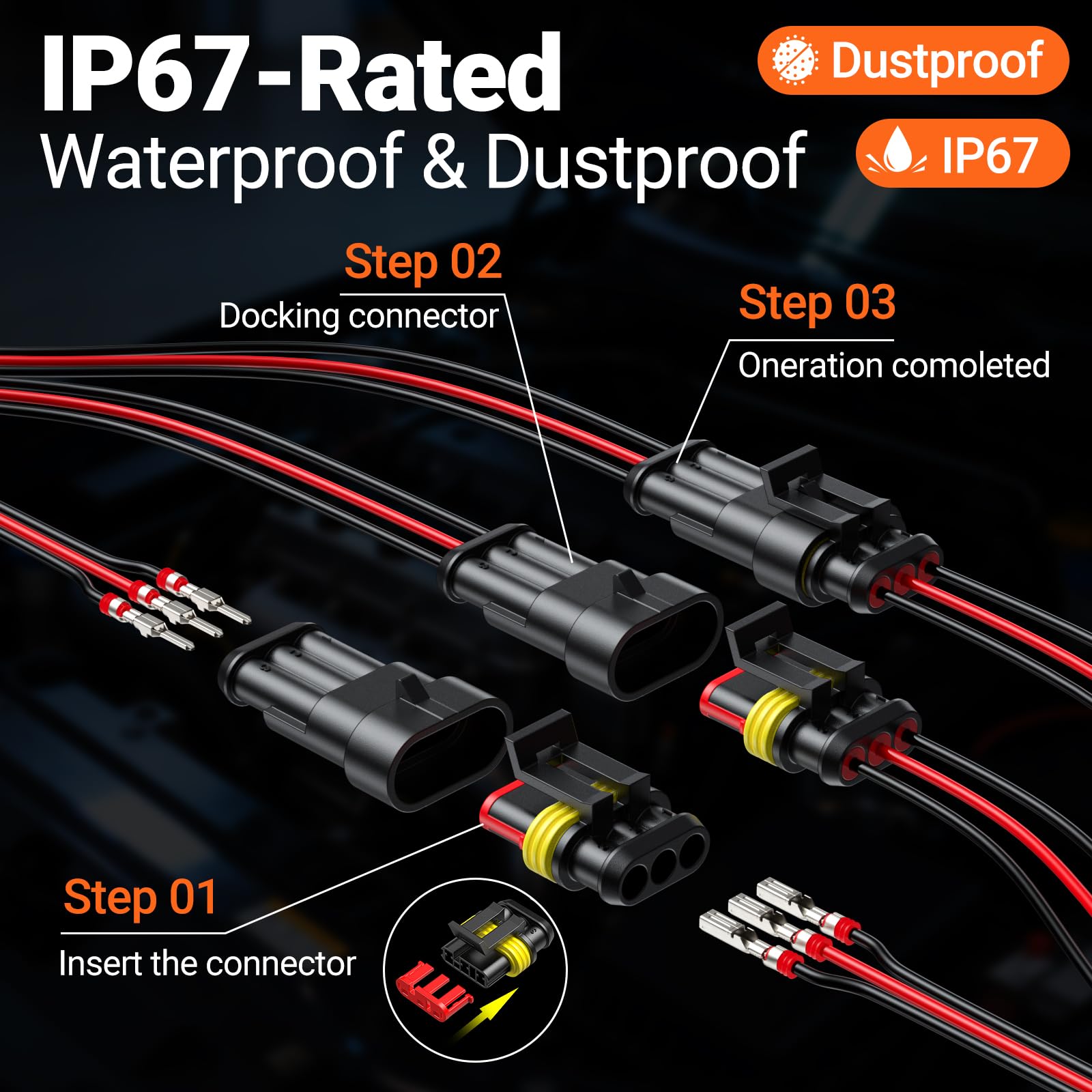 Preciva Crimpzange Kfz Stecker Wasserdicht Kit, 1/2/3/4/5 Polig Kfz Steckverbinder mit Crimpzangen 1-2.5mm², Wasserdichte Dichtung (0,5–2,5 mm²) kabelverbinder für Auto LKW, Motorrad, Kajakboot, Boots