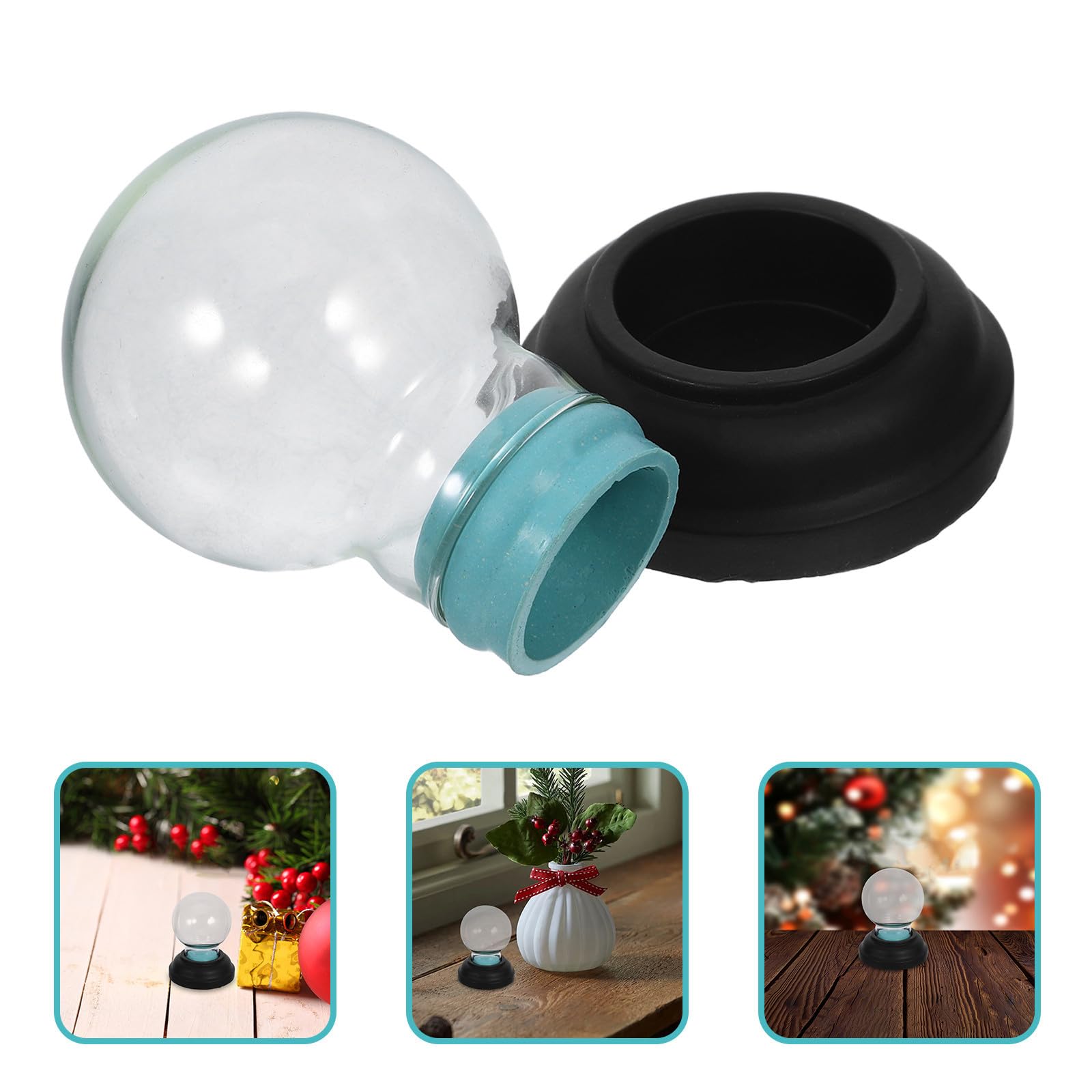 minkissy 5 Piezas Cúpula de Bola de Nieve Rellenable de Vidrio Negro para