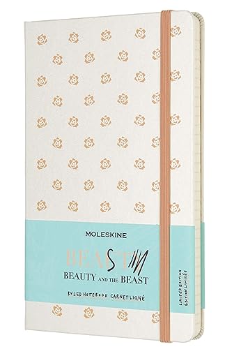Moleskine la Bella e la Bestia Roses Taccuino, Copertina Rigida, a Righe, Grande, Bianco Perla