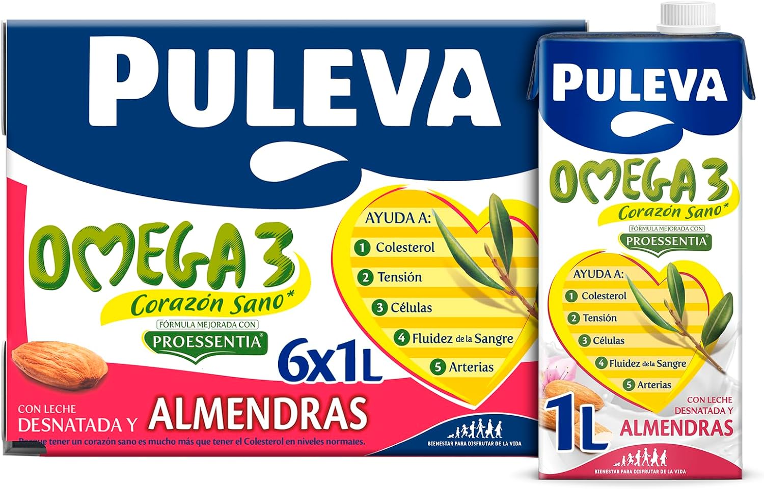 6 litros de leche desnatada con almendras Puleva Omega 3 Proessentia por 6€ ¡¡49% de descuento!!