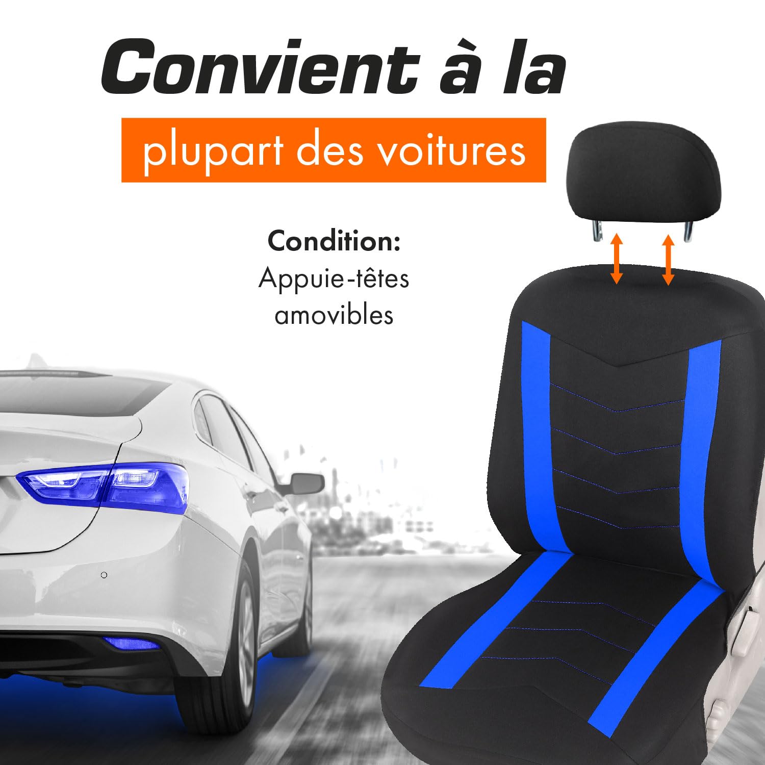 upgrade4cars Housse de Siege Voiture Universelle Noir Bleu | Ensemble de Housses Siège Auto Universel | Couvre Sieges pour Avant et Arrière