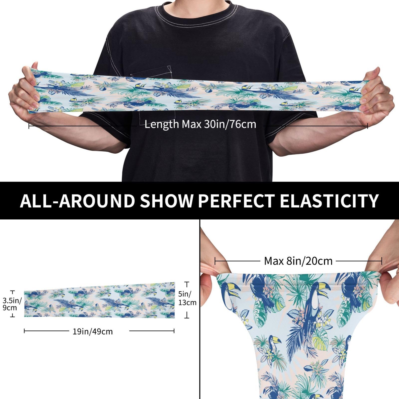 VOSERY Cooling Arm Sleeves for Men Women Uv Protection - Hand drawn funny cute parrot plant Tattoo Sleeves to Cover Arms for Women Men, Gardening Sleeves, Compression Sleeves for Women