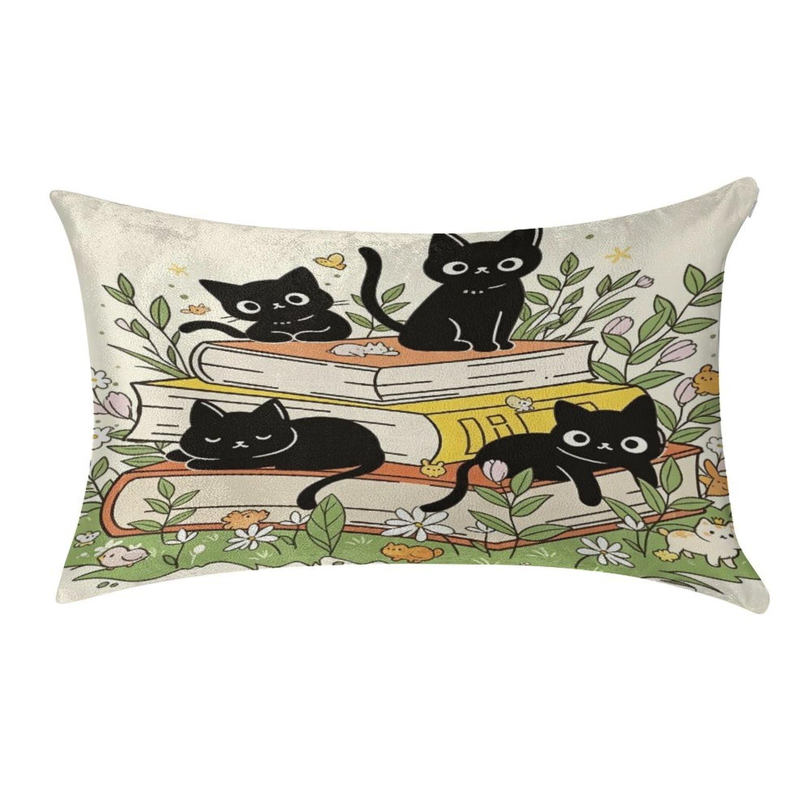 Fekiloot Style Cute Little Black Cat Pillow Covers Home Decor Pillow Cases