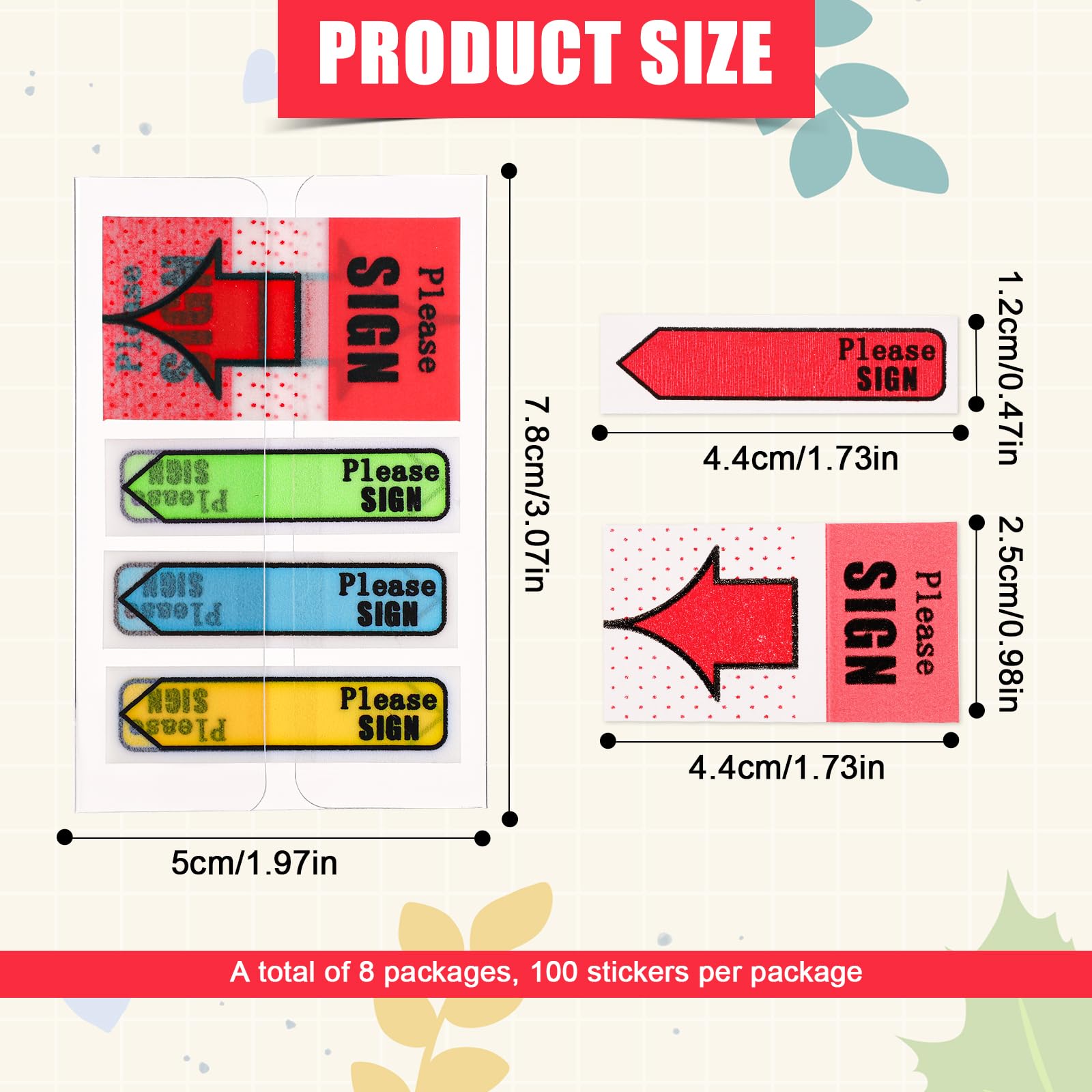 800pcs/8 Paquets Sign Here Autocollant, Signer Ici Drapeaux Onglets