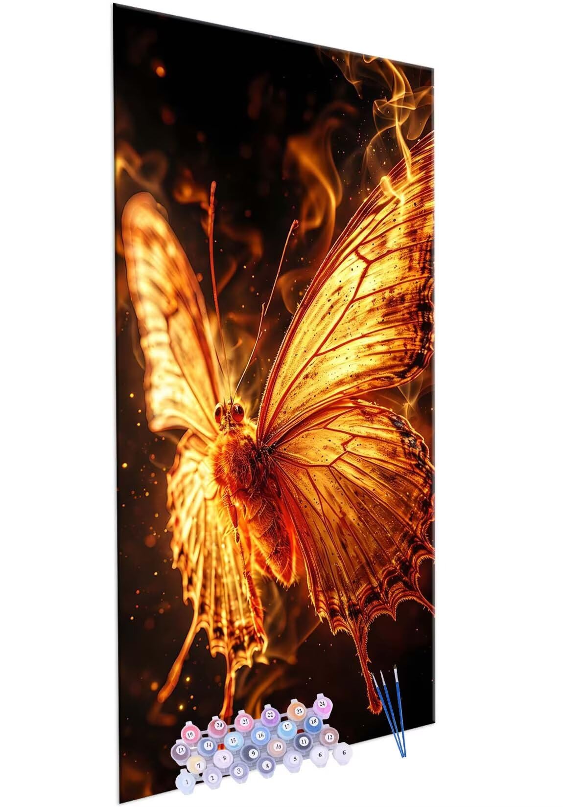 Pintura por Números para Adultos, 70x140cm Acrílica Pintura por Números para Niños Adultos Principiantes Pintura con 3 Pinceles Acuarela Mariposa de fuego Paint by Number Niños Decor del hogar R695