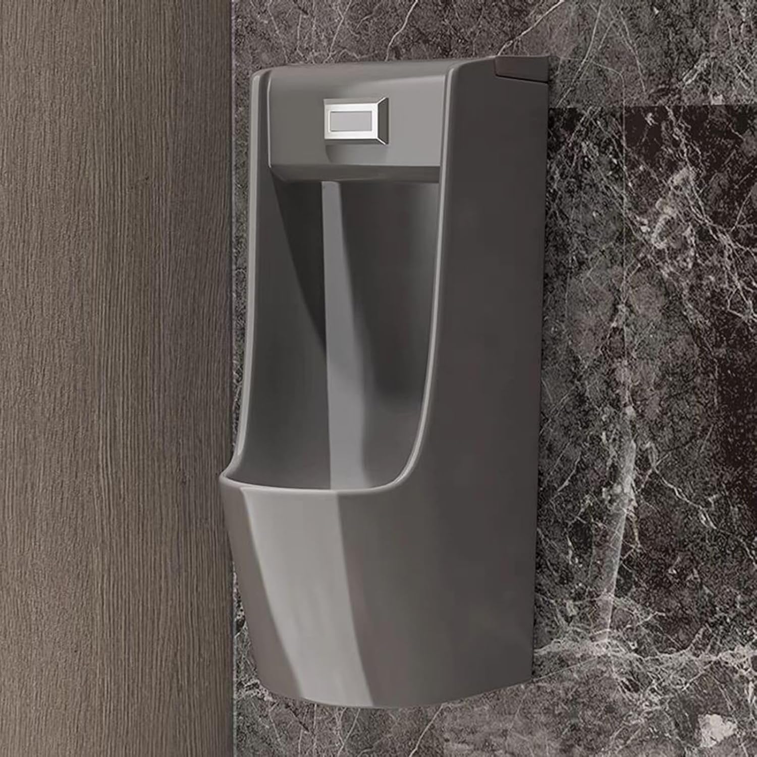 Orinal de pared para hombre, inodoro de porcelana con descarga por inducción, diseño a prueba de derrames, ideal para garaje o baño, fácil de limpiar, acabado blanco