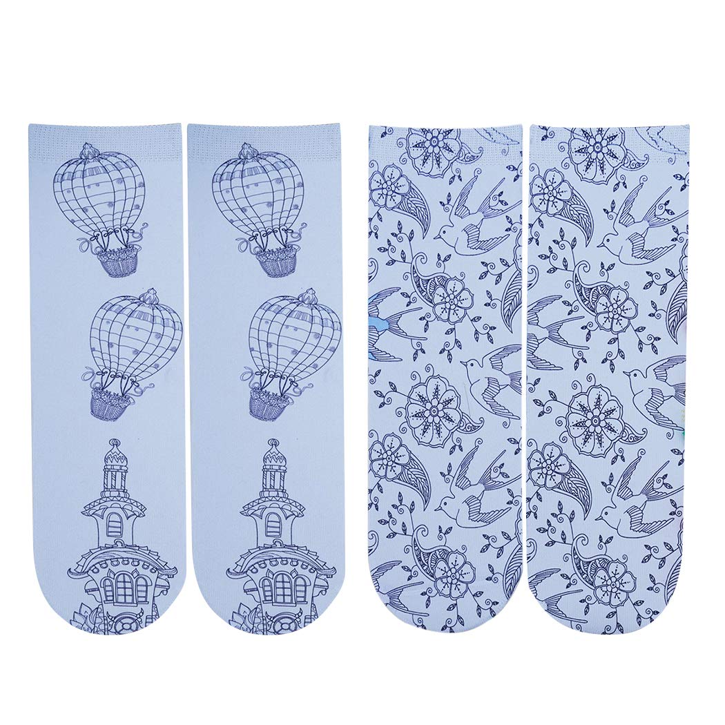 Zoylink Coloring Socks Ankle Socks DIY Painting Crew Socks for Adults Kids