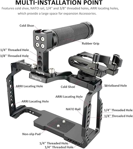 Miniatura 9 de BMPCC 6K Pro y 6K G2 Kit de jaula completa, con mango superior, riel NATO y soporte SSD T5, para cámara de cine Blackmagic Design Pocket 6K Pro y 6K