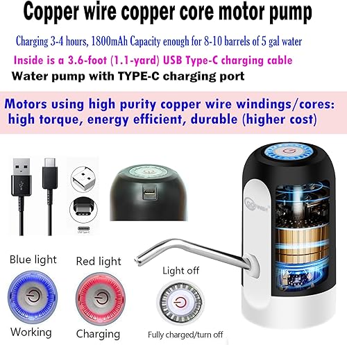 Miniatura 5 de CoolWAY Dispensador de agua con bomba eléctrica de 2 a 5 galones con filtros reemplazables, filtro de agua portátil para campamento, exteriores,