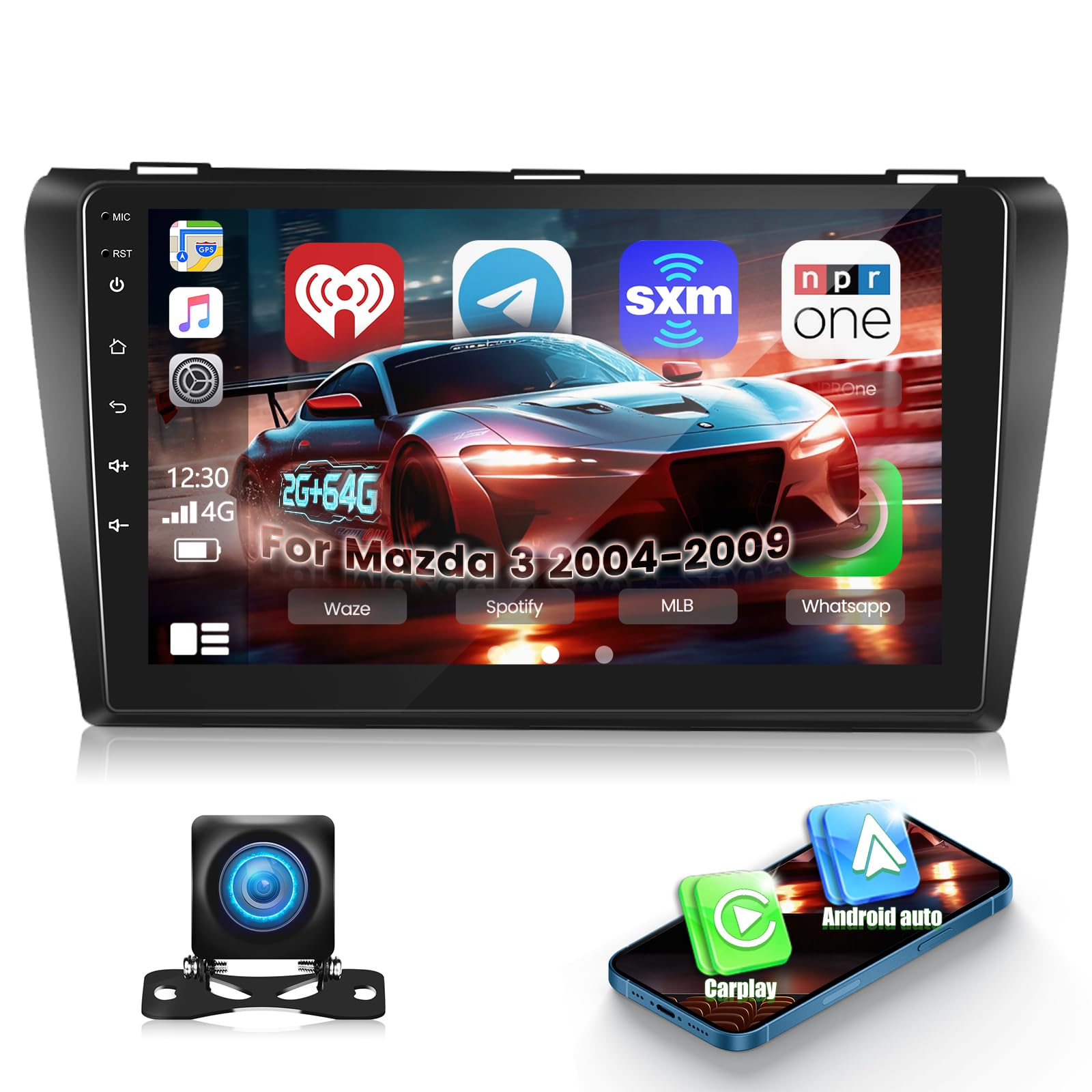 Photo 1 of [2+64G] NHOPEEW Car Radio for Mazda 3 2004-2009 with Wireless Carplay and Android Auto, 9 Inch Touch Screen Android Car Stereo - DSP/GPS/WiFi/SWC/Bluetooth/Mirror Link + AHD Backup Camera