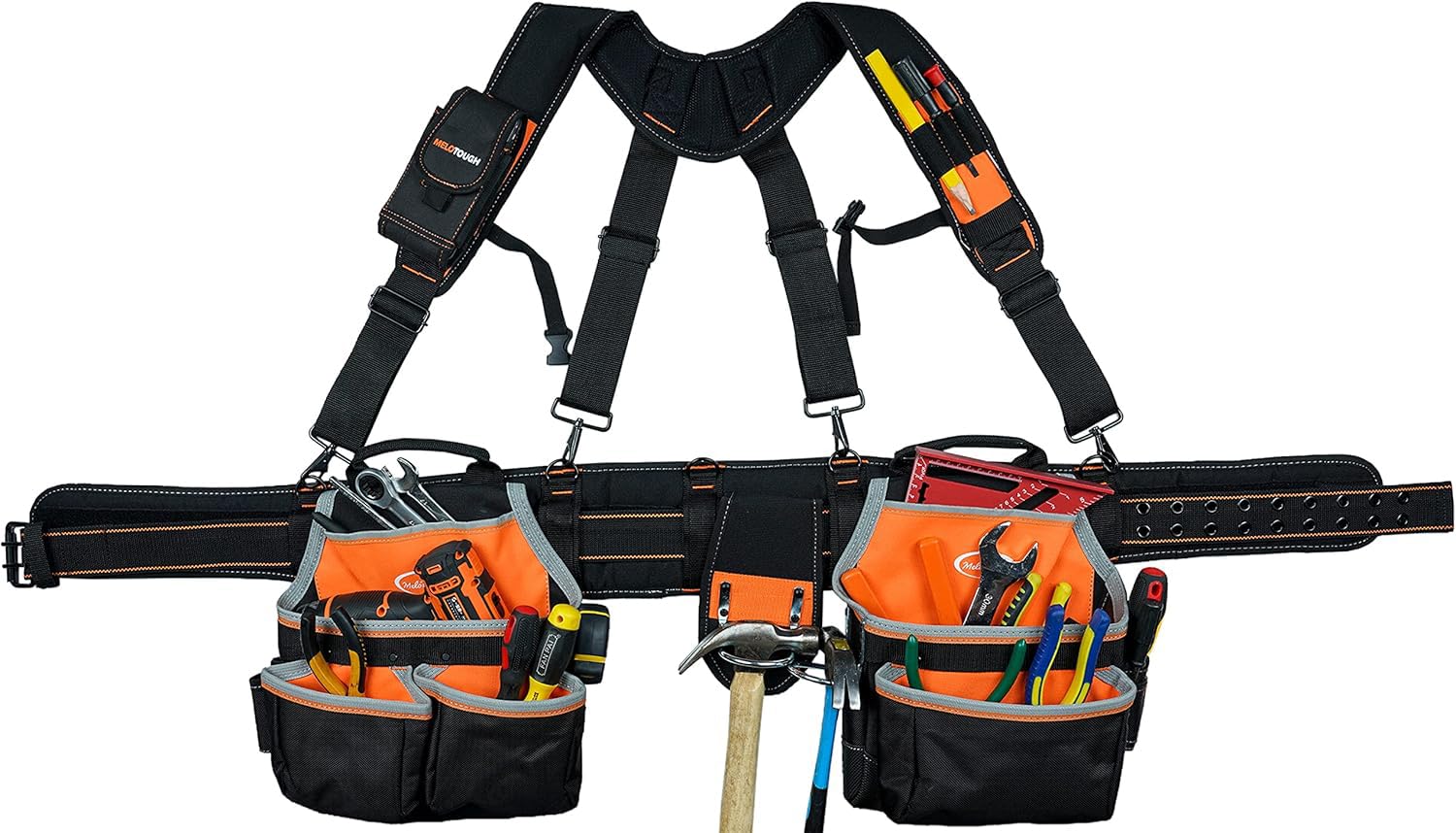 MELOTOUGH Pro Framer Combo System - Cintura per attrezzi con bretelle, custodia per attrezzi da costruzione, resistente e multifunzione per elettricisti, coperture, appaltatori